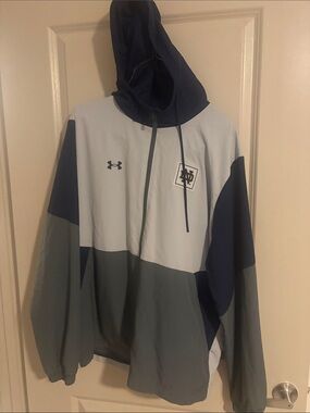 Under Armour Colorblock Hooded Pullover - Light Gray, Navy & Charcoal
